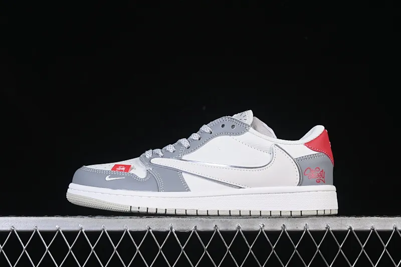 All categories Air Jordan Jordan series basketball shoes Air Jordan 1 Low high-end customized low-top sneakers Travis Scott x Fragment Design x Air Jordan 1 Low OG SP AJ1 Joe 1 Stussi co-branded white gray red tail low-top cultural casual sneakers DZ5899-006